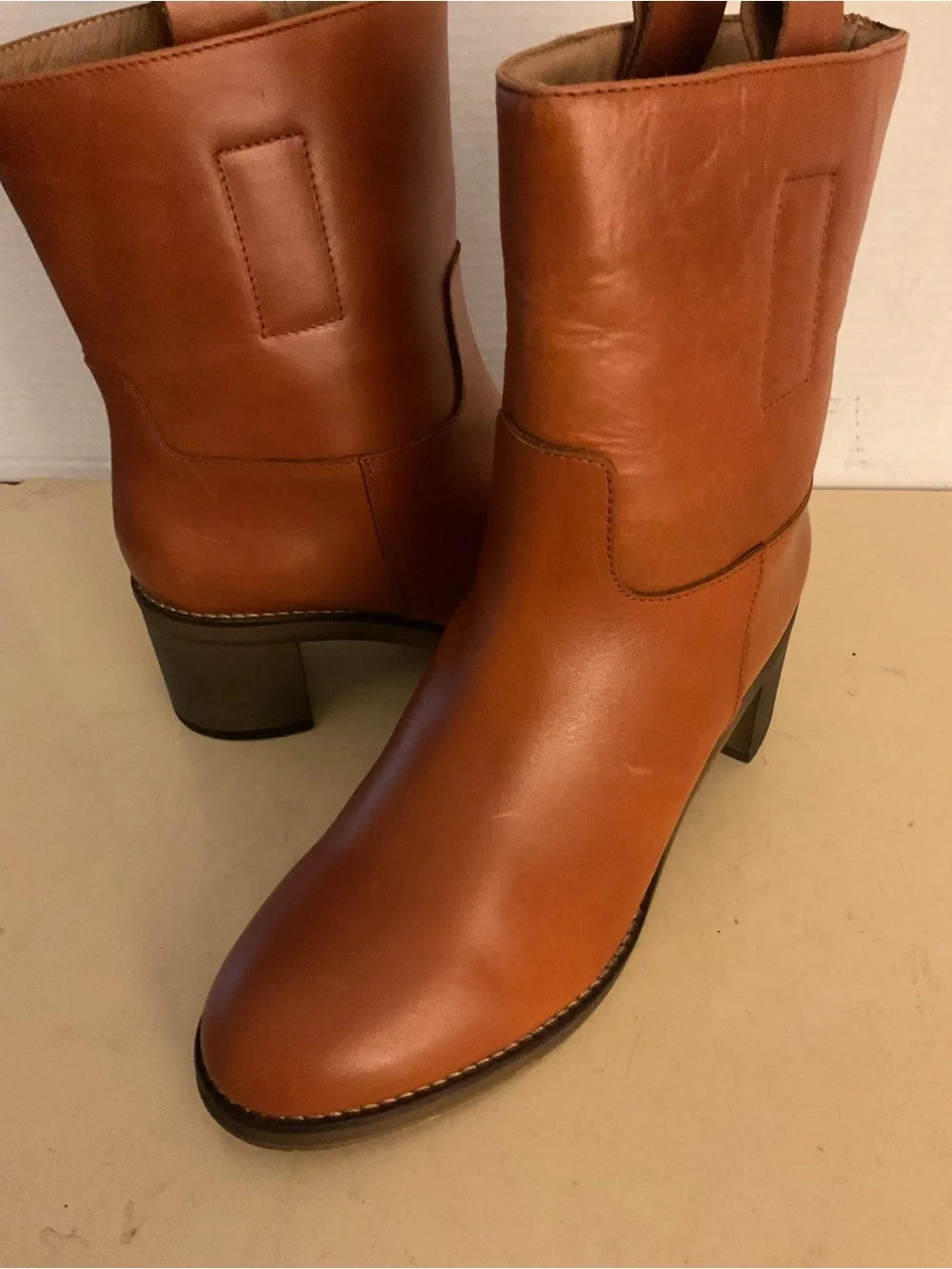 Free People women Cognac Leather Heeled Boots US 9 - Picture 14 of 14